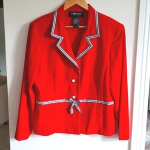 Sag Harbor Red Blazer w/ black/white bow detailing Sz 16
